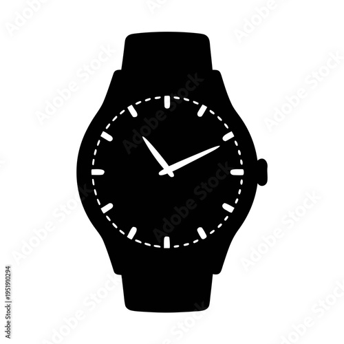 Black wrist watch vector graphic illustration for fashion accessory timekeeping design needs vector art