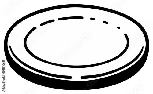 Simple Line Drawing of a Round Plate or Dish Outline