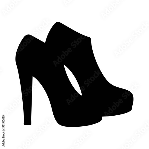 Find black high heel ankle boots fashion footwear for women stylish shoes vector graphic image
