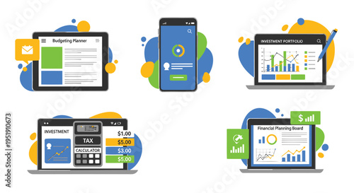 Set of 5 business infographic elements vector