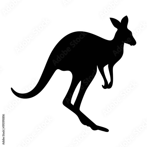 Black silhouette kangaroo vector illustration for australian wildlife and animal designs and projects