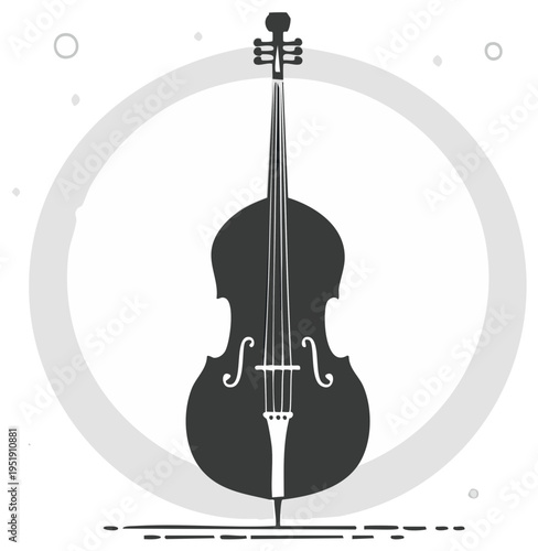 Cello Silhouette: Musical Instrument Graphic, Orchestra Bowed String Instrument Outline, Isolated,  Classical Music Equipment