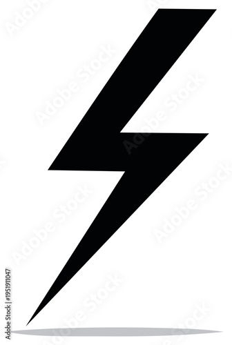 Black lightning bolt symbol icon illustration representing power, energy, and electricity