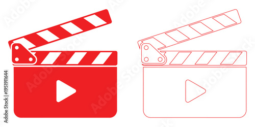 Play button icons with clapper boards for video production and editing
