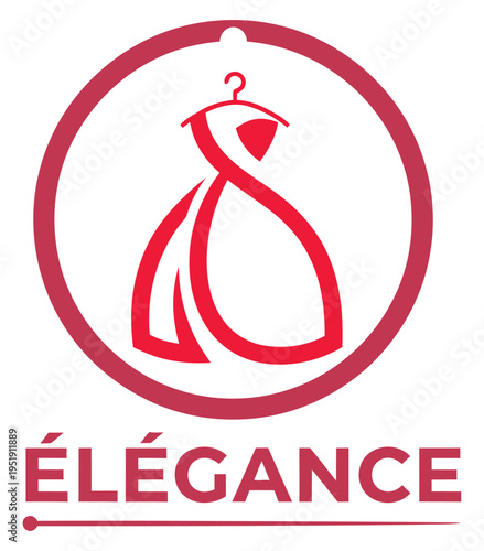 Elegance fashion brand logo with stylish dress and hanger design