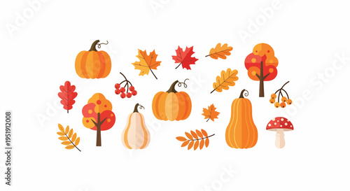 Festive Autumnal Arrangement of Bright Orange Pumpkins and Colorful Fall Foliage for Seasonal Celebrations and Harvest Decorations A Joyful Display for the Thanksgiving Season Charming