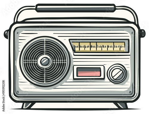 Retro portable radio with speaker and tuning dial for vintage audio entertainment