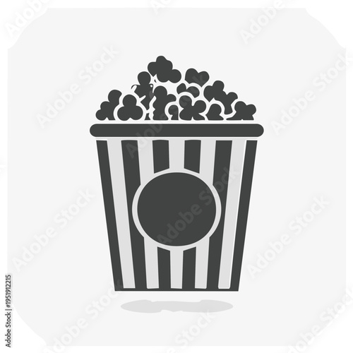 Iconic popcorn bucket filled with fluffy popcorn graphic design element.