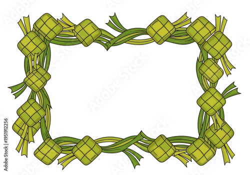 Ketupat Woven Leaf Border Frame.