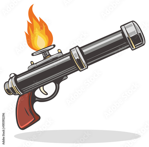 Flames Erupt From Vintage Sci Fi Ray Gun Weapon Concept Art