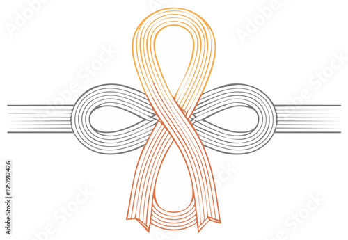 Abstract infinity ribbon knot symbol with gradient color transition and clean lines