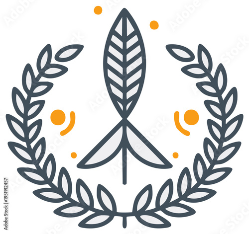 Peace Symbol with Olive Branch: Wreath Icon Design