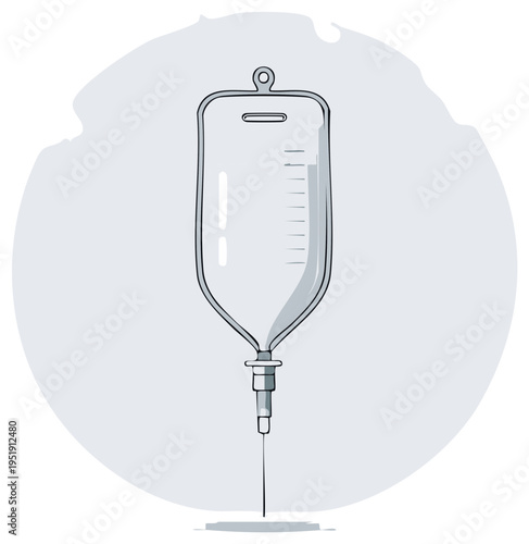IV Drip Illustration Hanging Liquid Medicine Bag Solution Treatment Concept