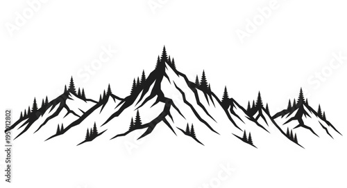 Black and White Mountain Illustration.