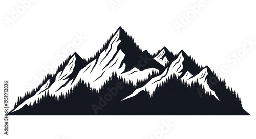 Black and White Mountain Illustration.