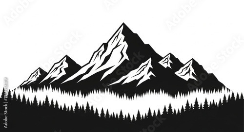 Black and White Mountain Landscape.