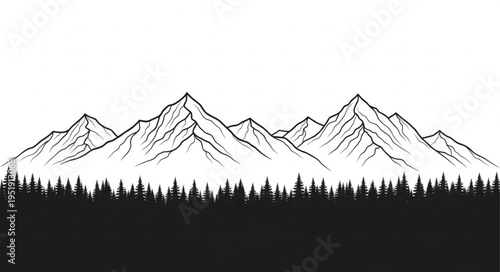 Black and White Mountain Landscape.