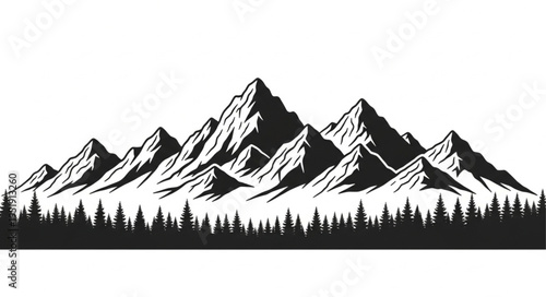 Black and White Mountain Landscape.