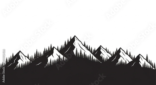 Black and White Mountain Landscape.