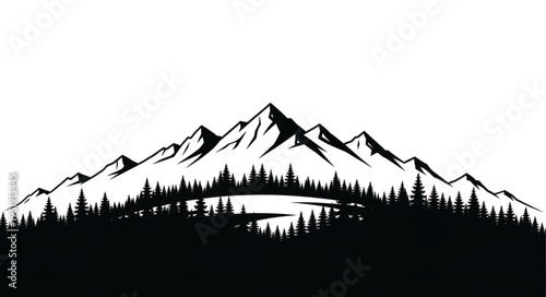 Black and White Mountain Landscape.