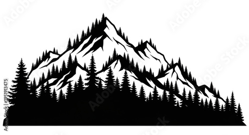 Black and White Mountain Landscape.