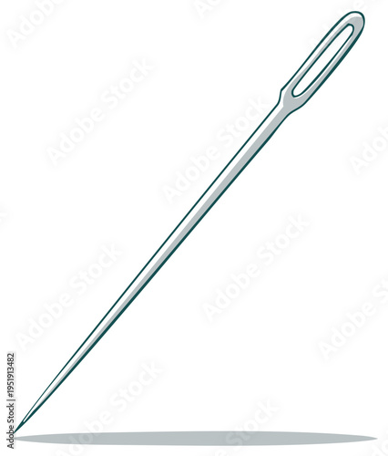 Illustration of a silver needle for sewing, vector graphic element