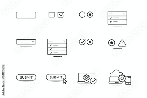 Collection of various user interface and system status icons