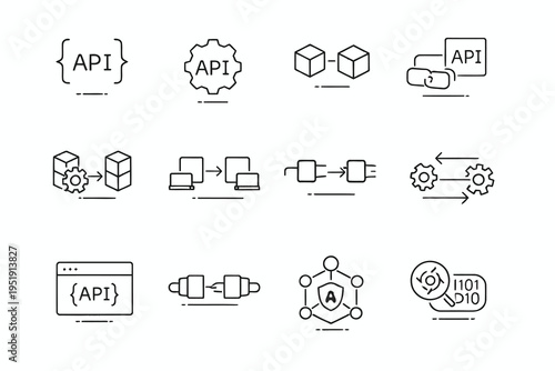 Visual representations of various api integration and service concepts