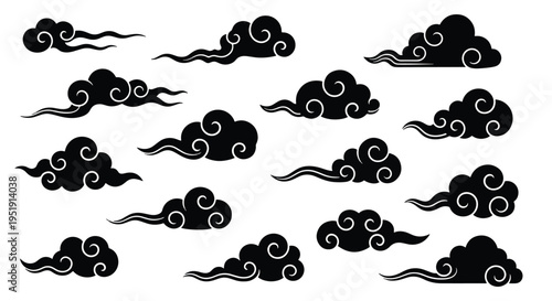 A set of diverse dark cloud designs lends an air of mystique and drama perfect for creating a moody atmosphere or adding a touch of the dramatic to your artistic compositions and digital