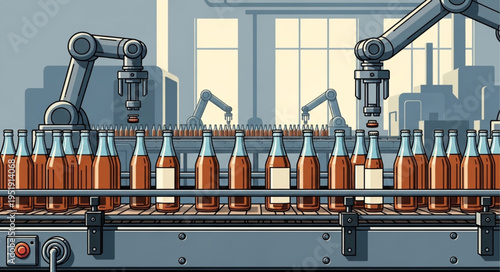 Bottling Factory Production Line Machinery.