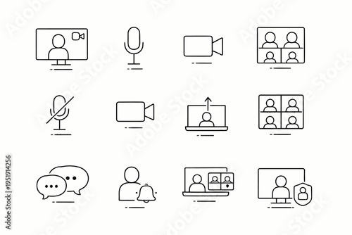 Icons representing various methods of digital communication and video conferencing