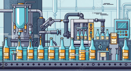 Bottling Factory Production Line Machinery.