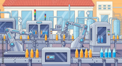 Bottling Factory Production Line Machinery.