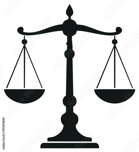 Stylized Scales of Justice Illustration Symbolizing Law and Balance in Legal System