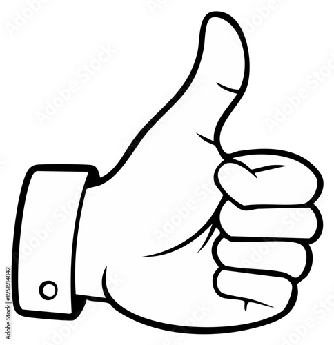 Line Art Thumbs Up Hand Gesture Approval Agreement Acceptance Success Sign