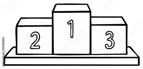 Winner's Podium with First Second and Third Place Numbers Hand Drawn Style