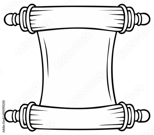 Old Parchment Scroll Document with Decorative Rollers and Blank Space for Text