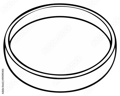 Simple black and white outline of a petri dish laboratory equipment
