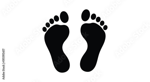 A stark black and white image depicts two human footprints suggesting a path or journey traveled high quality professional detailed modern