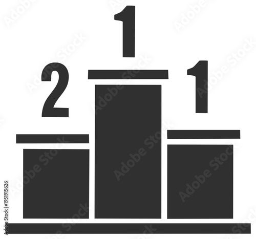 Vector icon of a sports winners podium showing a tie for first place