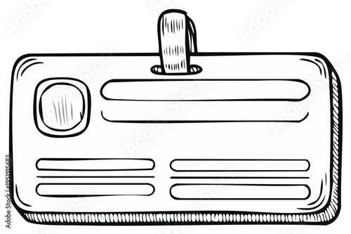 Hand Drawn Style ID Card with Photo Area and Text Fields for Identification and Access