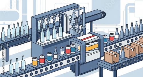 Bottling Machine Packaging Beverage Products.