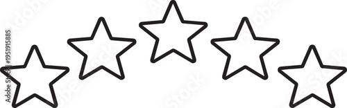 Five star rating symbol in black outline