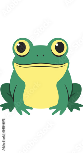 Green Frog Cartoon Character Sitting Down.