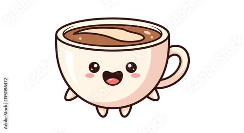 Cute Smiling Kawaii Coffee Cup Cartoon Vector Illustration EPS10 Stock.eps