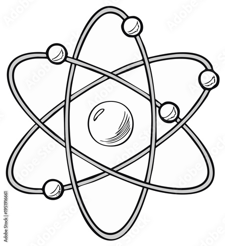Atom Bohr Model Illustration with Orbiting Electrons and Nucleus