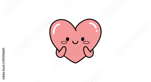 Adorable smiling pink heart character Simple vector illustration in kawaii style EPS10 Stock.eps