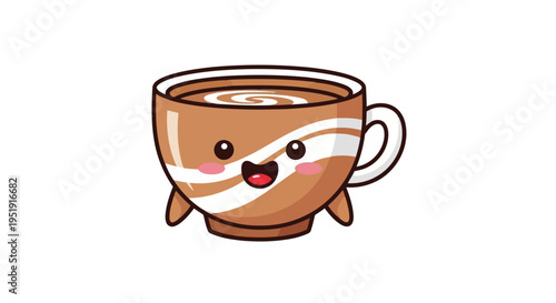 Adorable happy cartoon coffee cup mascot vector illustration EPS10 Stock.eps