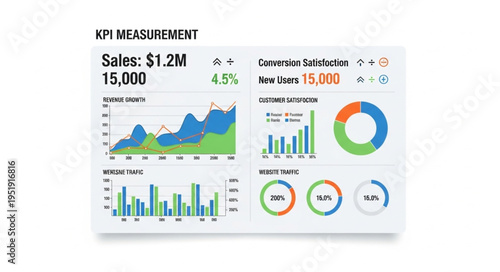 Business KPI Measurement Charts Graphs.