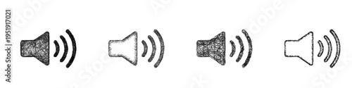 Sketch volume up icon design set